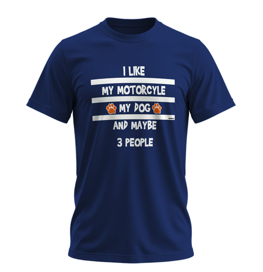 Motosiklet,Köpeğim ve 3 Kişi - 10 Farklı Renk - Unisex Rahat Kalıp Baskılı Tişört - Moto Garage Collection