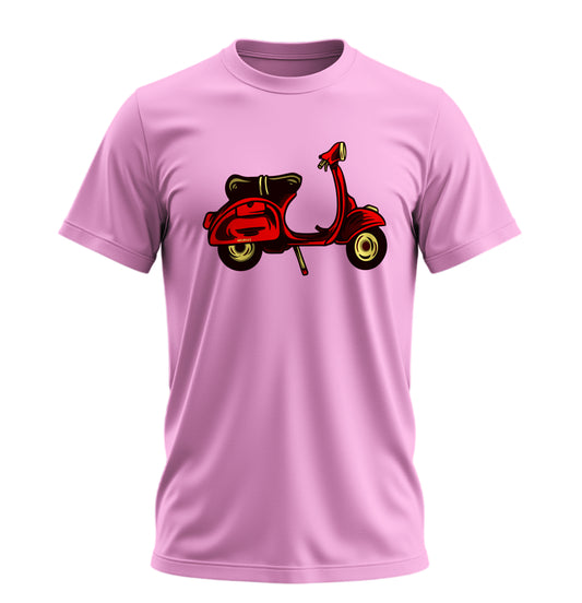 Red Scooter Nostalgia - 10 Farklı Renk - Unisex Rahat Kalıp Baskılı Tişört - Moto Garage Collection