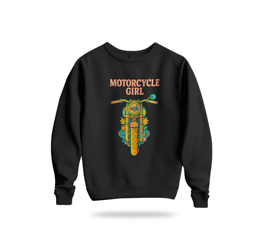 The Motorcycle Girl Sweatshirt Baskılı Bisiklet Yaka – Unisex Sweat Collection