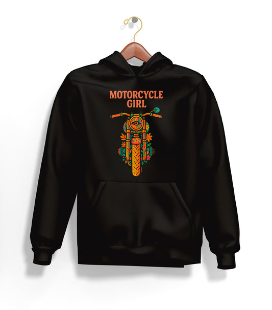The Motorcycle Girl Hoodie – Şardonlu Kalın Unisex Motosiklet Kapüşonlu Sweatshirt - Hoodie Collection
