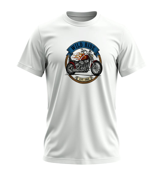 Wild Ride Motosiklet - 10 Farklı Renk - Unisex Rahat Kalıp Baskılı Tişört - Moto Garage Collection