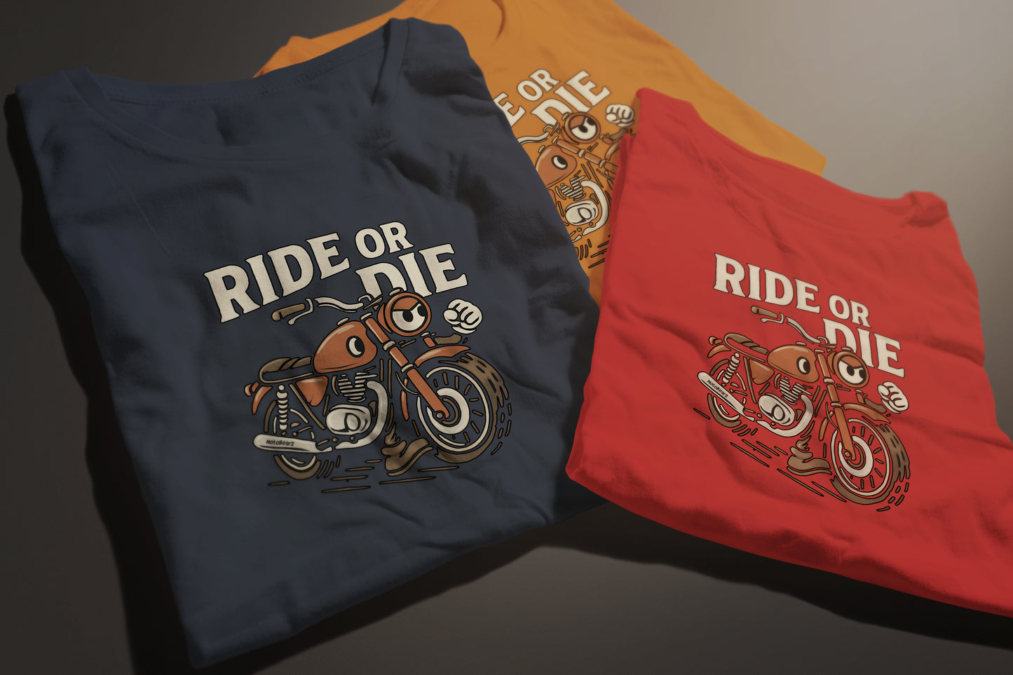 Ride or Die - 10 Farklı Renk - Unisex Rahat Kalıp Baskılı Tişört - Moto Garage Collection