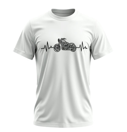 Heart Beat Kalp Atışı Biker - 10 Farklı Renk - Unisex Rahat Kalıp Baskılı Tişört - Moto Garage Collection