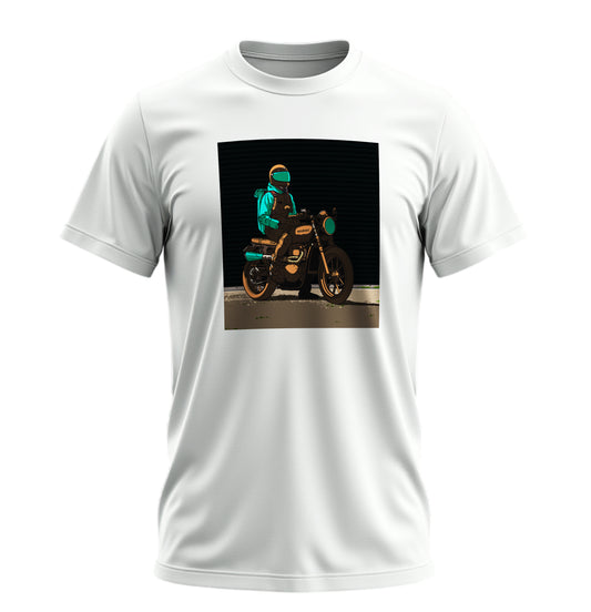 Green Neon Rider - 10 Farklı Renk - Unisex Rahat Kalıp Baskılı Tişört - Moto Garage Collection