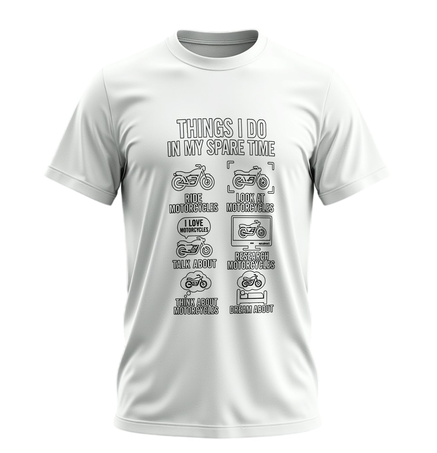 Boş Zamanlarımda Yaptıklarım Motosiklet - Unisex Rahat Kalıp Baskılı Tişört - Moto Garage Collection