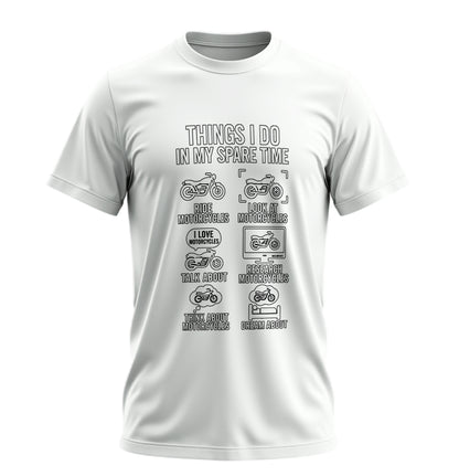 Boş Zamanlarımda Yaptıklarım Motosiklet - Unisex Rahat Kalıp Baskılı Tişört - Moto Garage Collection