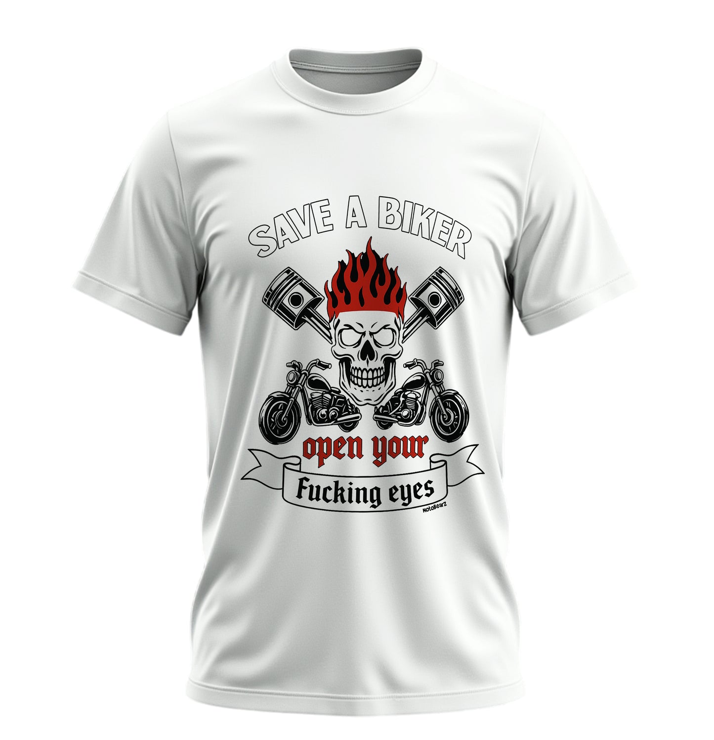 Save a Biker - Unisex Rahat Kalıp Baskılı Tişört - Moto Garage Collection