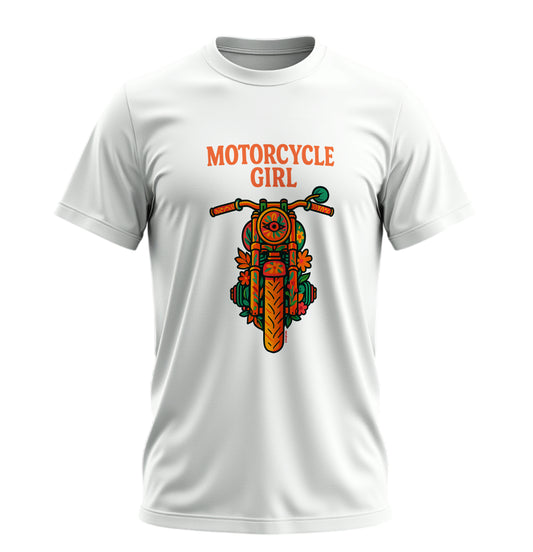 The Motorcycle Girl  - 10 Farklı Renk - Unisex Rahat Kalıp Baskılı Tişört - Moto Garage Collection