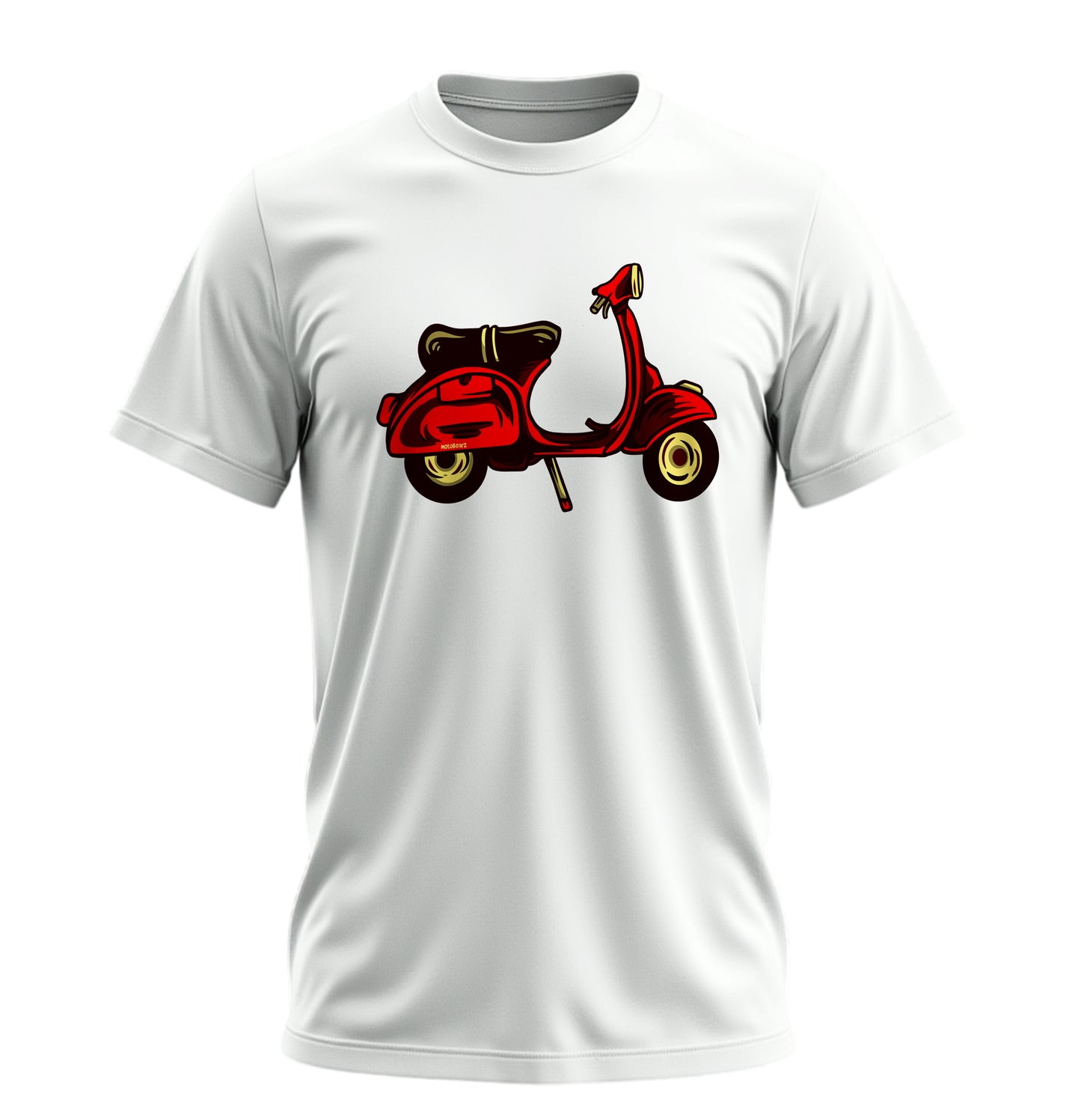Red Scooter Nostalgia - 10 Farklı Renk - Unisex Rahat Kalıp Baskılı Tişört - Moto Garage Collection