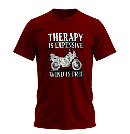 Therapy is Expensive, Wind is Free - Unisex Rahat Kalıp Baskılı Tişört - Moto Garage Collection