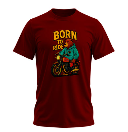 Born to Ride BearZ - 10 Farklı Renk - Unisex Rahat Kalıp Baskılı Tişört - BearZ Collection