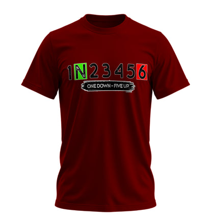 One Down Five Up - 10 Farklı Renk - Unisex Rahat Kalıp Baskılı Tişört - Moto Garage Collection
