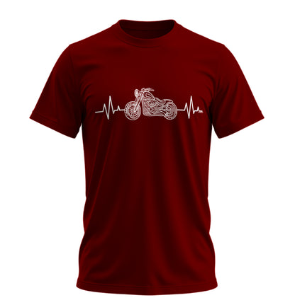 Heart Beat Kalp Atışı Biker - 10 Farklı Renk - Unisex Rahat Kalıp Baskılı Tişört - Moto Garage Collection
