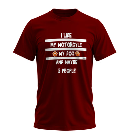 Motosiklet,Köpeğim ve 3 Kişi - 10 Farklı Renk - Unisex Rahat Kalıp Baskılı Tişört - Moto Garage Collection
