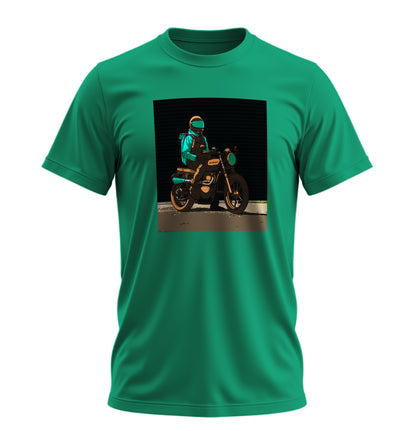 Green Neon Rider - 10 Farklı Renk - Unisex Rahat Kalıp Baskılı Tişört - Moto Garage Collection