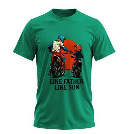 Like Father, Like Son - Baba Oğul - Unisex Rahat Kalıp Baskılı Tişört - Moto Garage Collection