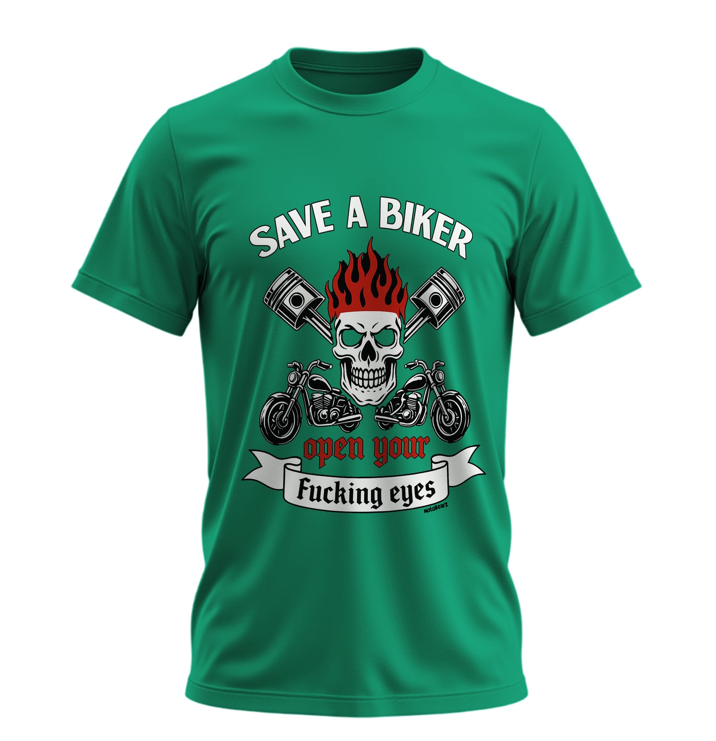 Save a Biker - Unisex Rahat Kalıp Baskılı Tişört - Moto Garage Collection