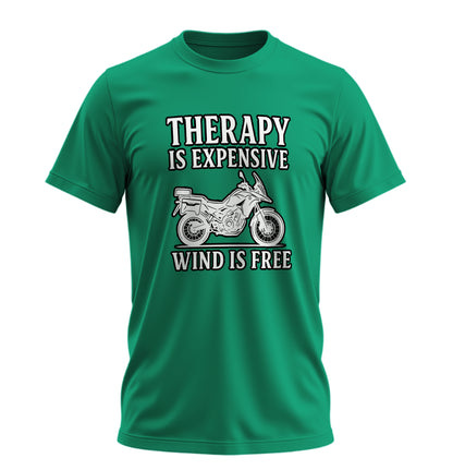Therapy is Expensive, Wind is Free - Unisex Rahat Kalıp Baskılı Tişört - Moto Garage Collection