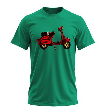 Red Scooter Nostalgia - 10 Farklı Renk - Unisex Rahat Kalıp Baskılı Tişört - Moto Garage Collection
