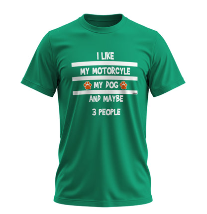 Motosiklet,Köpeğim ve 3 Kişi - 10 Farklı Renk - Unisex Rahat Kalıp Baskılı Tişört - Moto Garage Collection
