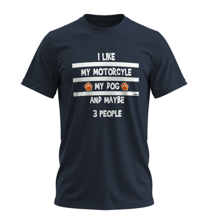 Motosiklet,Köpeğim ve 3 Kişi - 10 Farklı Renk - Unisex Rahat Kalıp Baskılı Tişört - Moto Garage Collection