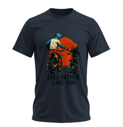 Like Father, Like Son - Baba Oğul - Unisex Rahat Kalıp Baskılı Tişört - Moto Garage Collection