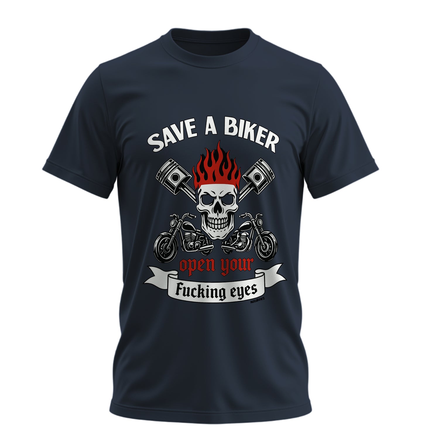 Save a Biker - Unisex Rahat Kalıp Baskılı Tişört - Moto Garage Collection