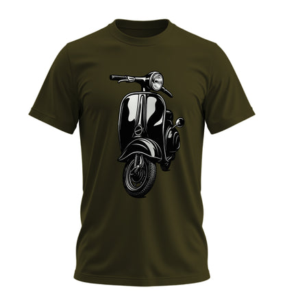 The Nostalgic Scooter - 10 Farklı Renk - Unisex Rahat Kalıp Baskılı Tişört - Moto Garage Collection