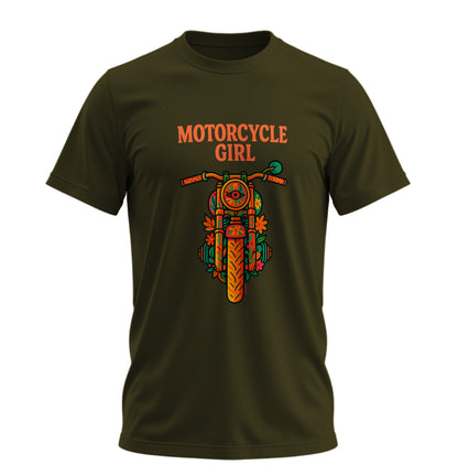 The Motorcycle Girl  - 10 Farklı Renk - Unisex Rahat Kalıp Baskılı Tişört - Moto Garage Collection