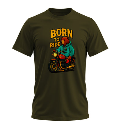 Born to Ride BearZ - 10 Farklı Renk - Unisex Rahat Kalıp Baskılı Tişört - BearZ Collection