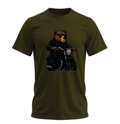 Bear N Ride - 10 Farklı Renk - Unisex Rahat Kalıp Baskılı Tişört - BearZ Collection