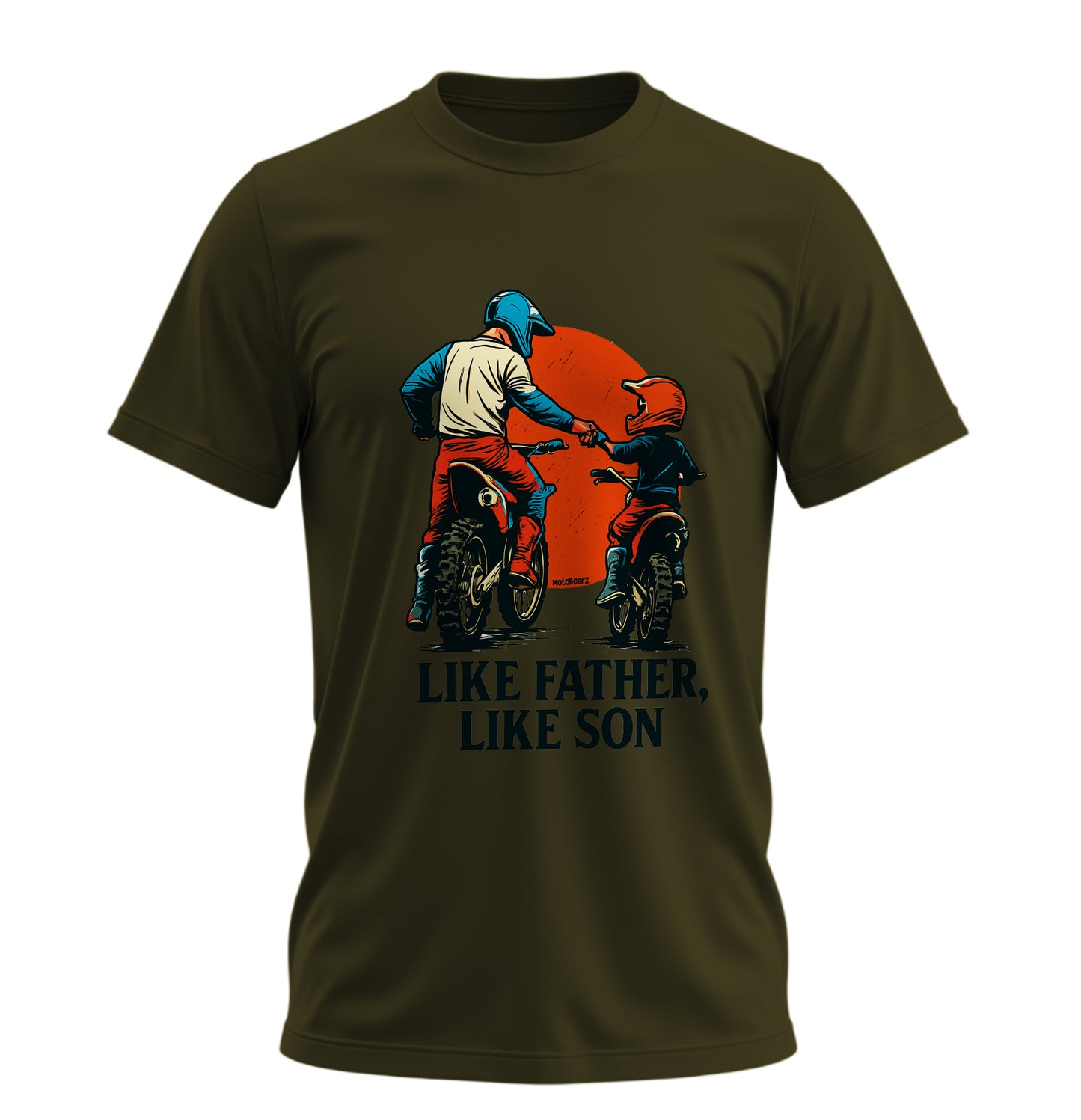 Like Father, Like Son - Baba Oğul - Unisex Rahat Kalıp Baskılı Tişört - Moto Garage Collection
