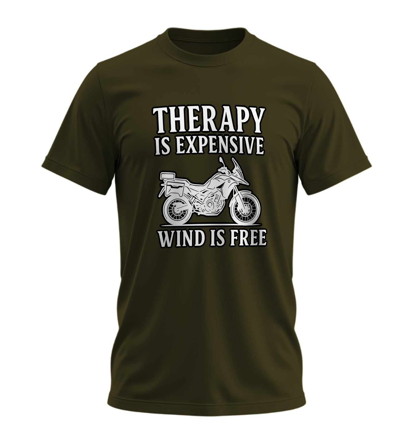 Therapy is Expensive, Wind is Free - Unisex Rahat Kalıp Baskılı Tişört - Moto Garage Collection
