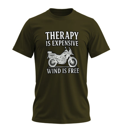 Therapy is Expensive, Wind is Free - Unisex Rahat Kalıp Baskılı Tişört - Moto Garage Collection