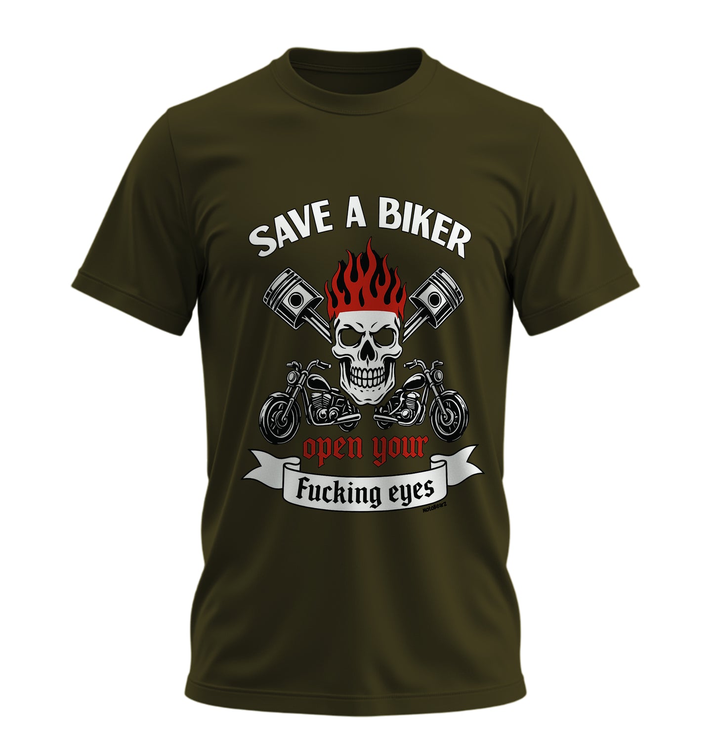 Save a Biker - Unisex Rahat Kalıp Baskılı Tişört - Moto Garage Collection