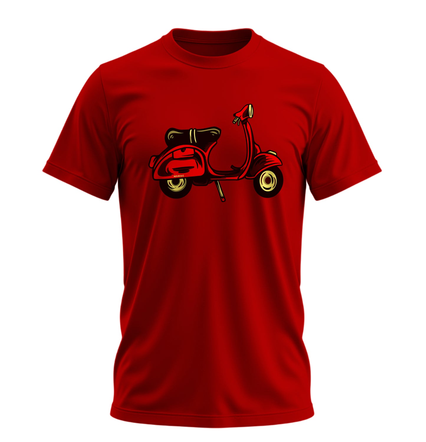 Red Scooter Nostalgia - 10 Farklı Renk - Unisex Rahat Kalıp Baskılı Tişört - Moto Garage Collection