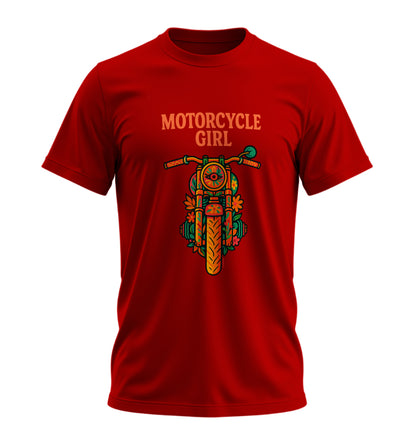 The Motorcycle Girl  - 10 Farklı Renk - Unisex Rahat Kalıp Baskılı Tişört - Moto Garage Collection