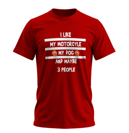 Motosiklet,Köpeğim ve 3 Kişi - 10 Farklı Renk - Unisex Rahat Kalıp Baskılı Tişört - Moto Garage Collection