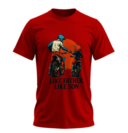Like Father, Like Son - Baba Oğul - Unisex Rahat Kalıp Baskılı Tişört - Moto Garage Collection