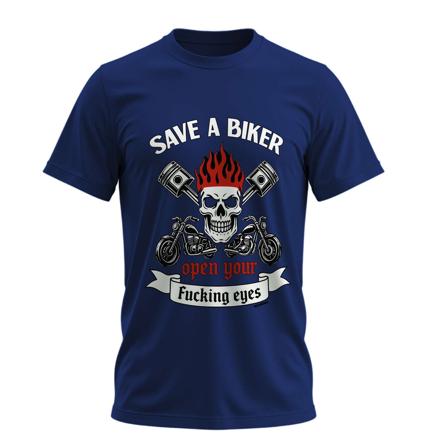 Save a Biker - Unisex Rahat Kalıp Baskılı Tişört - Moto Garage Collection