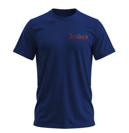 MotoBearZ Mavi Kırmızı Neon Graffiti - 10 Farklı Renk - Unisex Rahat Kalıp Baskılı Tişört - Regular Tişört Collection