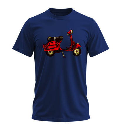 Red Scooter Nostalgia - 10 Farklı Renk - Unisex Rahat Kalıp Baskılı Tişört - Moto Garage Collection