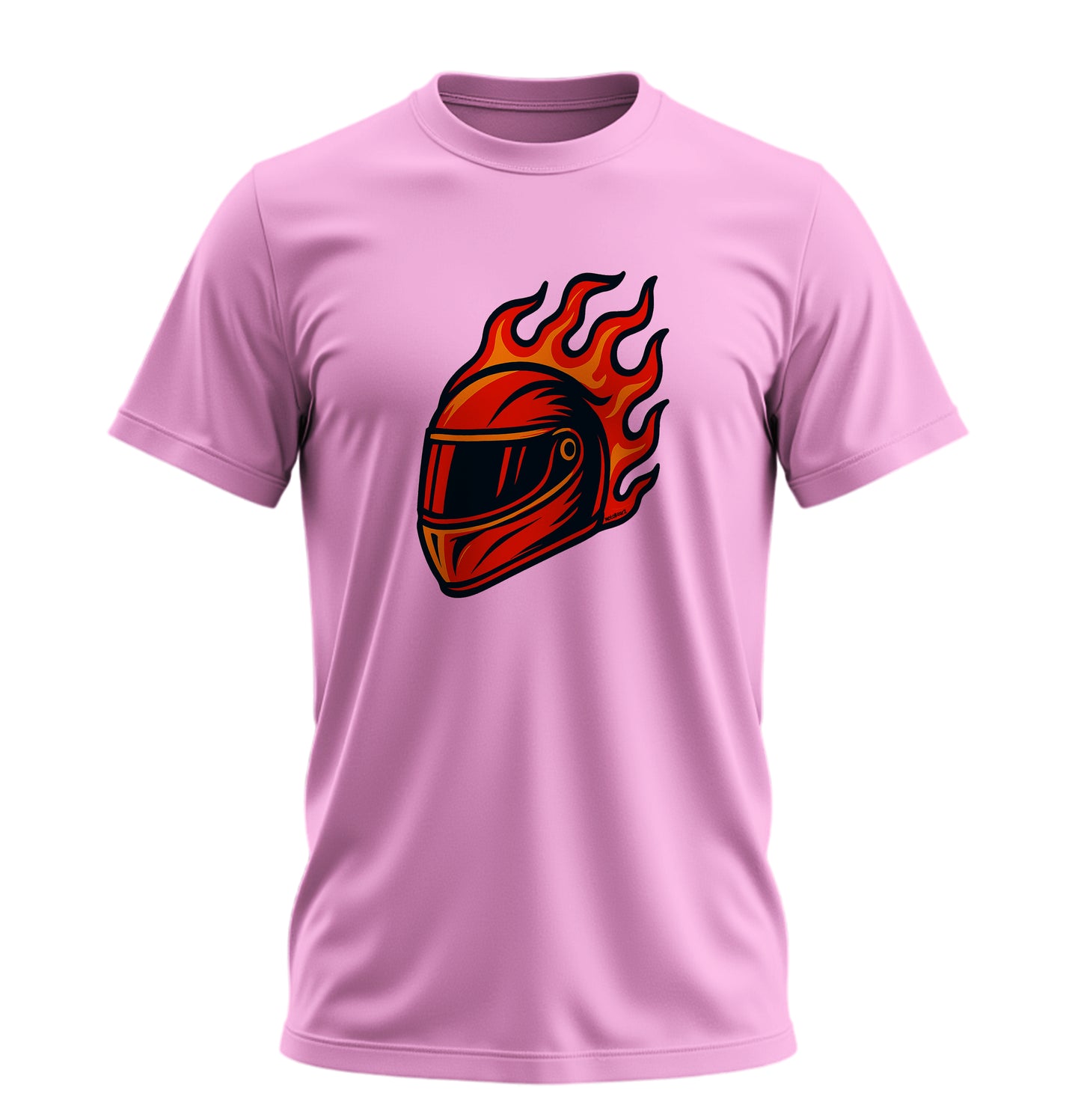 Fire on Helmet - 10 Farklı Renk - Unisex Rahat Kalıp Baskılı Tişört - Moto Garage Collection