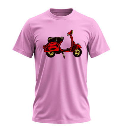 Red Scooter Nostalgia - 10 Farklı Renk - Unisex Rahat Kalıp Baskılı Tişört - Moto Garage Collection