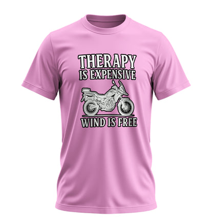Therapy is Expensive, Wind is Free - Unisex Rahat Kalıp Baskılı Tişört - Moto Garage Collection
