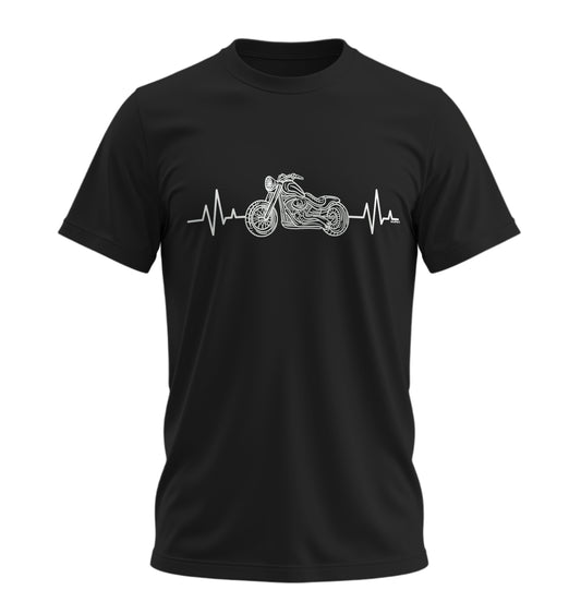 Heart Beat Kalp Atışı Biker - 10 Farklı Renk - Unisex Rahat Kalıp Baskılı Tişört - Moto Garage Collection