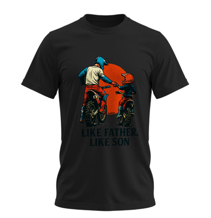 Like Father, Like Son - Baba Oğul - Unisex Rahat Kalıp Baskılı Tişört - Moto Garage Collection