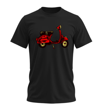 Red Scooter Nostalgia - 10 Farklı Renk - Unisex Rahat Kalıp Baskılı Tişört - Moto Garage Collection