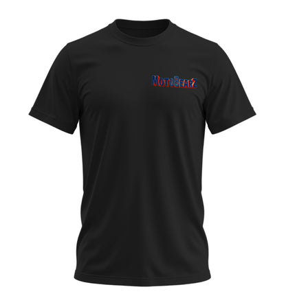 MotoBearZ Mavi Kırmızı Neon Graffiti - 10 Farklı Renk - Unisex Rahat Kalıp Baskılı Tişört - Regular Tişört Collection