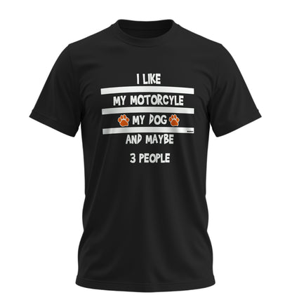Motosiklet,Köpeğim ve 3 Kişi - 10 Farklı Renk - Unisex Rahat Kalıp Baskılı Tişört - Moto Garage Collection
